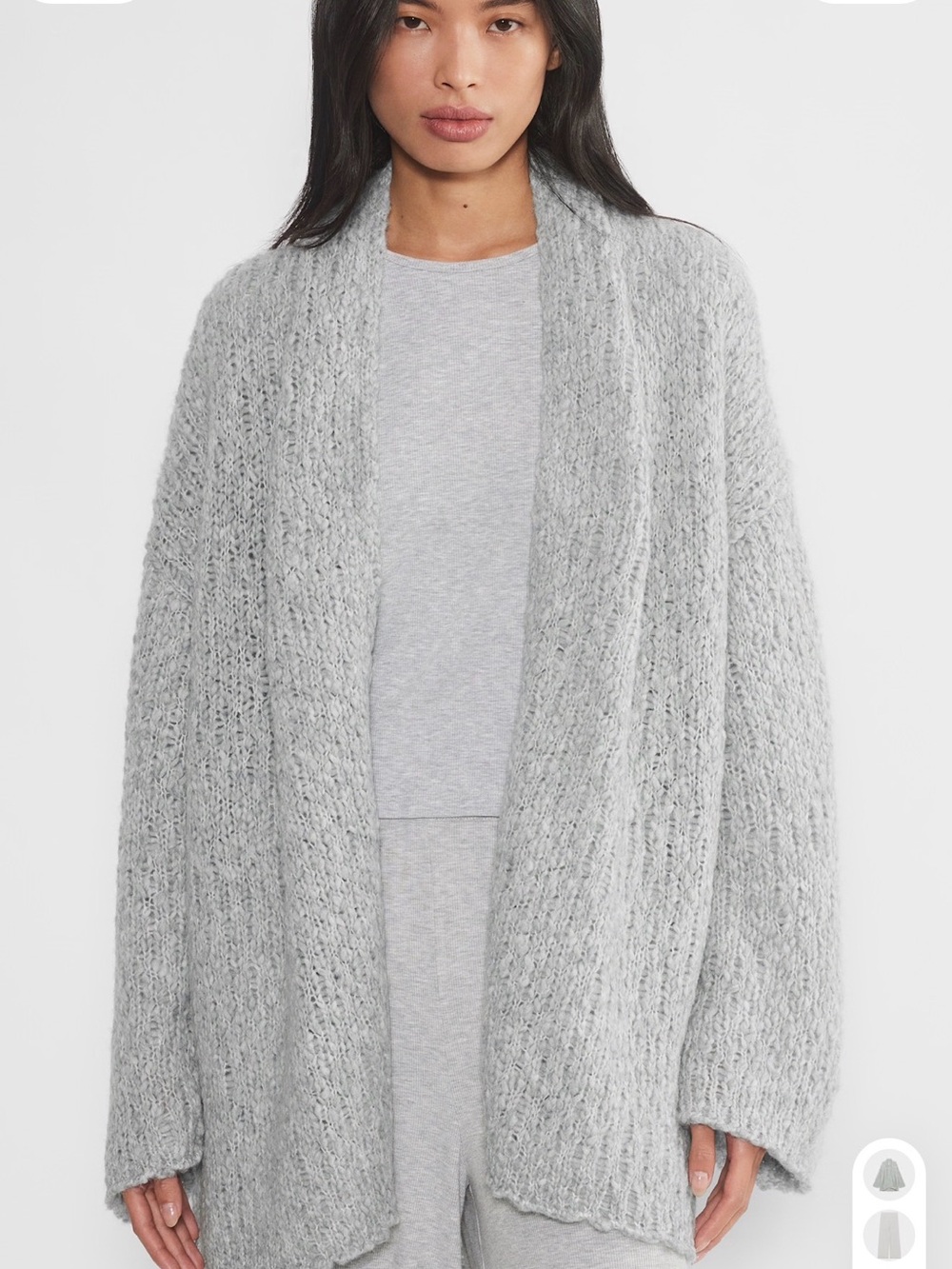 Aritzia Avlar Open-Front Chunky Knit Cardigan - Light Gray